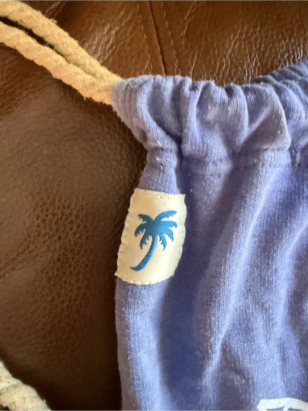 Blue Drawstring Backpack with Rope Straps - Picture 2 of 3